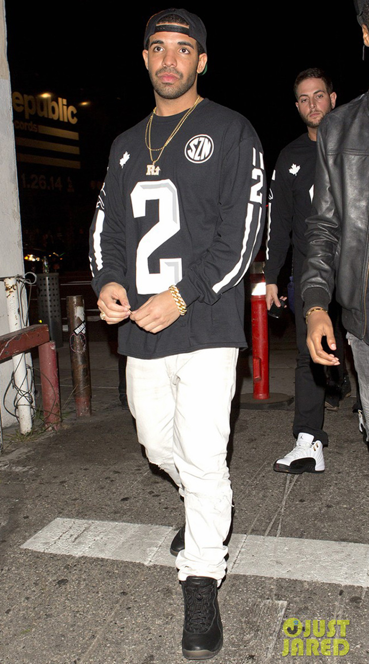 Singer Drake was seen leaving 'Shamrock Tattoo' Parlor and then arriving at '1 Oak' Night Club in West Hollywood, CA